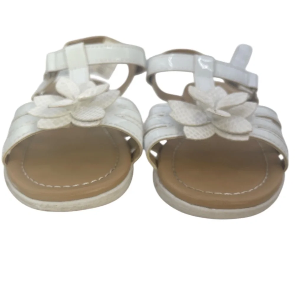 Koala Kids Little Girls White Patten Leather Sandals with Flower Bow‎ Size 9
